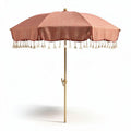Sonnenschirm aus Polyester in terracotta mit Fransen 200 x 200 x 250cm