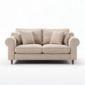 Zweisitzer sofa aus beige strukturiertem stoff mit kissen 180 x 90 x 80cm