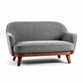 Zweisitzer sofa aus grauem stoff mit holzbeinen 120 x 70 x 75cm