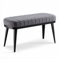Sitzbank aus grauem stoff mit schwarzem metallgestell 100 x 40 x 45cm
