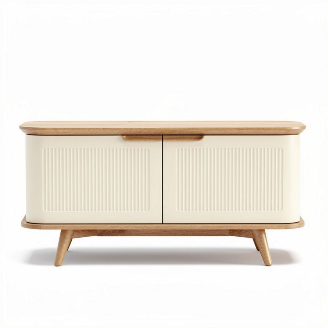 Cremfarbener wohnzimmerschrank aus holz mit abmessungen 120 x 40 x 50cm