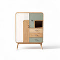 Bunte kommode aus holz mit zwei tür und schubladen 80 x 40 x 100cm